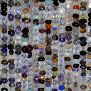 4x2mm Gala Mix Quartz Gemstone Smooth Faceted Rondelle Loose Beads 15.5 Inch Full Strand Lot 1,2,6,12 And 50 (90191893-849)