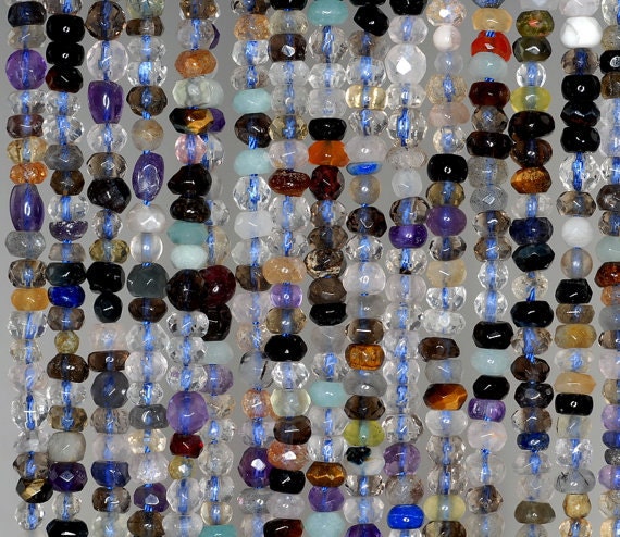 4x2mm Gala Mix Quartz Gemstone Smooth Faceted Rondelle Loose Beads 15.5 Inch Full Strand Lot 1,2,6,12 And 50 (90191893-849)