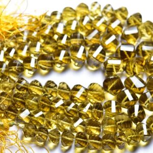 7.5 Inches - Natural Super Quality Faceted Beer Quartz Spiral Rondellemost - Size Is 7.5-10mm #1595