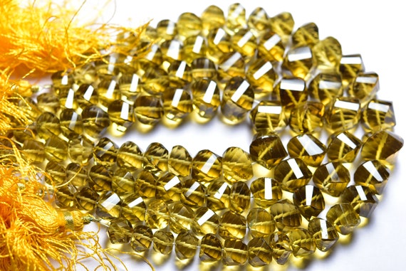 7.5 Inches - Natural Super Quality Faceted Beer Quartz Spiral Rondellemost - Size Is 7.5-10mm #1595 7.5 Inches - Natural Super Quality Faceted Beer Quartz Spiral Rondellemost - Size Is 7.5-10mm #1595
