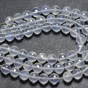 7 Inches - Natural Beautiful Faceted Ice Quartz Round Beads - High Quality - Size Is 8 Mm #1853