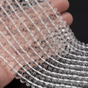 9x6mm White Rock Crystal Quartz Gemstone Grade Aaa Faceted Rondelle Beads 15.5 Inch Full Strand Bulk Lot 1,2,6,12 And 50 (90187614-700)