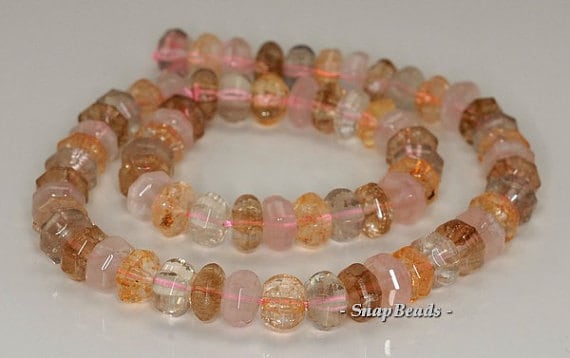 9x7mm Mix Quartz Gemstone Faceted Rondelle Loose Beads 7.5 Inch Half Strand Lot 1,2 And 6 (90144180-b33-562)