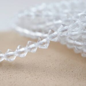 Quartz Beads (bicone)(micro)(faceted)(4mm)(15.5"strand)