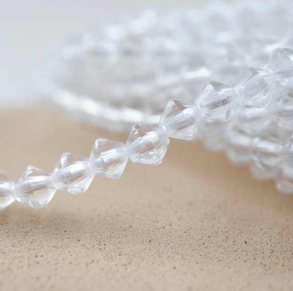 Quartz Beads (bicone)(micro)(faceted)(4mm)(15.5"strand)