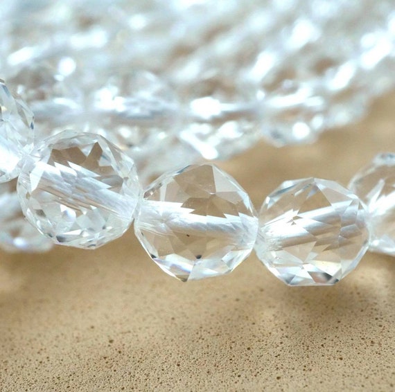 Quartz Beads (round)(premium)(faceted)(6mm)(8mm)(16"strand)