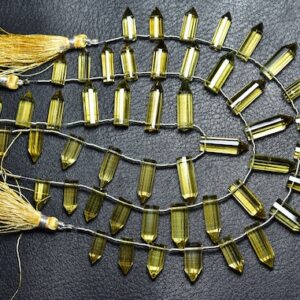Beer Quartz Pencil Beads - 7.5 Inches - Super Quality Natural Faceted Beer Quartz Pointed Pencil - Size Is 4x14 - 6x20 Mmm #2438