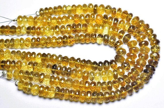 Beer Quartz Rondelle Beads - 8 Inches - Natural High Quality Faceted Beer Quartz Rondelle - Size Is 6.5 - 7.5 Mm #2398