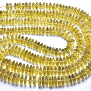 Big Beer Quartz German Cut Rondelle Beads - 8 Inches - Natural High Quality Faceted Beer Quartz Rondelle - Size Is 7-11 Mm #2401