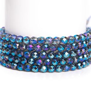 Blue Crystal Quartz Gemstone Grade Aaa Faceted Round 4mm Loose Beads Healing Crystal Quartz For Jewelry Making
