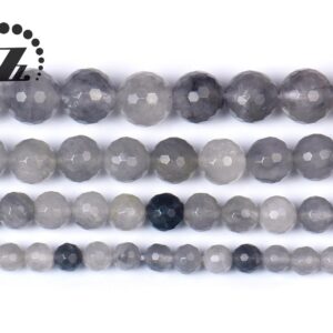 Gray Crystal Quartz Faceted Round Beads, crystal Quartz, cloud Crystal, natural, 6mm 8mm 10mm 12mm For Choice, 15" Full Strand