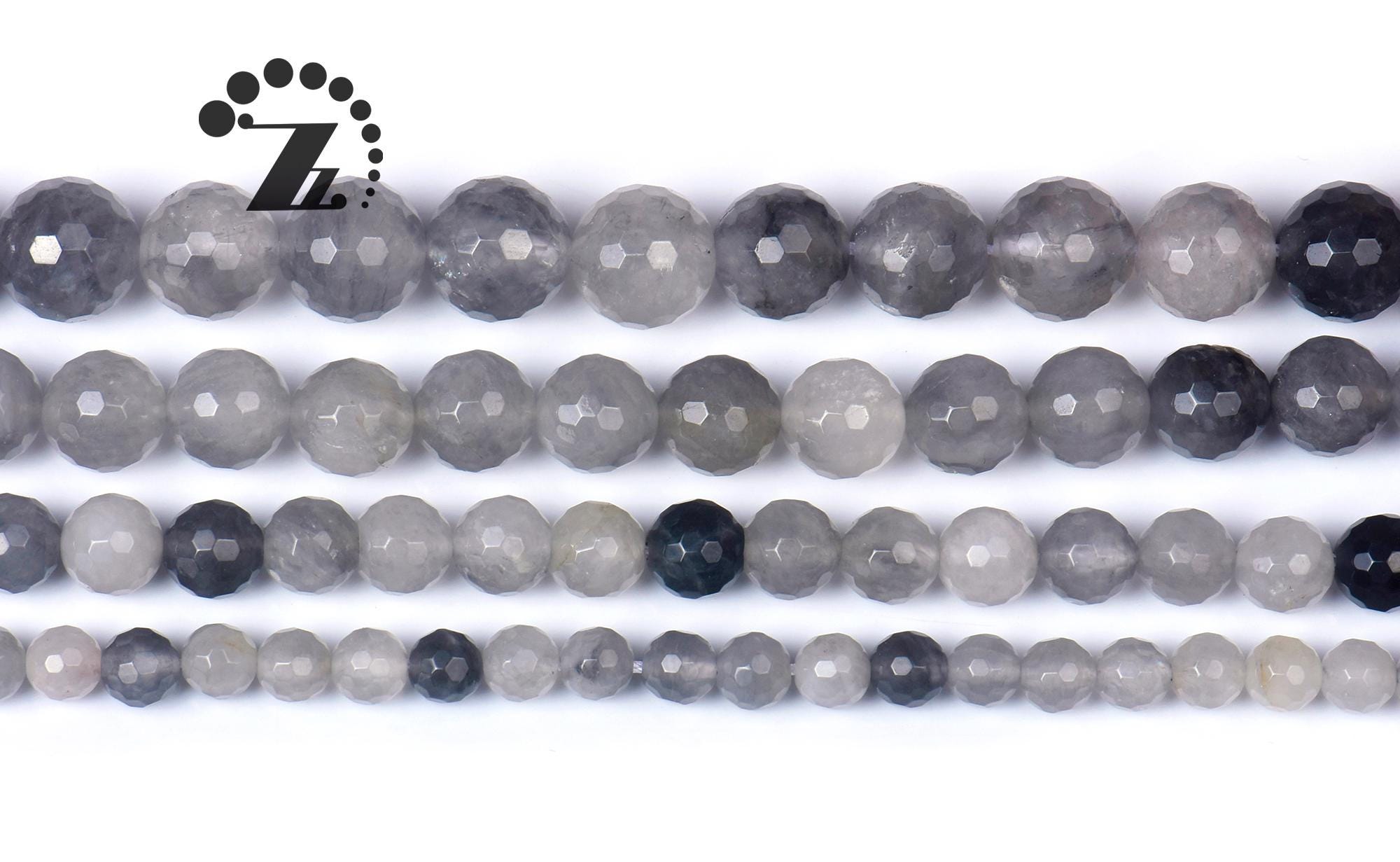 Gray Crystal Quartz  Faceted Round Beads,crystal Quartz,cloud Crystal,natural,6mm 8mm 10mm 12mm For Choice,15" Full Strand