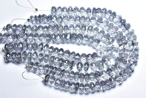 Gray Mystic Quartz Rondelle Beads - 7 Inches - Natural Faceted Mystic Quartz Rondelle - Size Is  8.5 - 9 Mm #2653