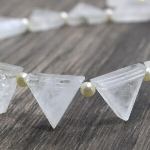 Faceted Ice Quartz Trillion Beads: 19 Pcs Jewelry Making Strand