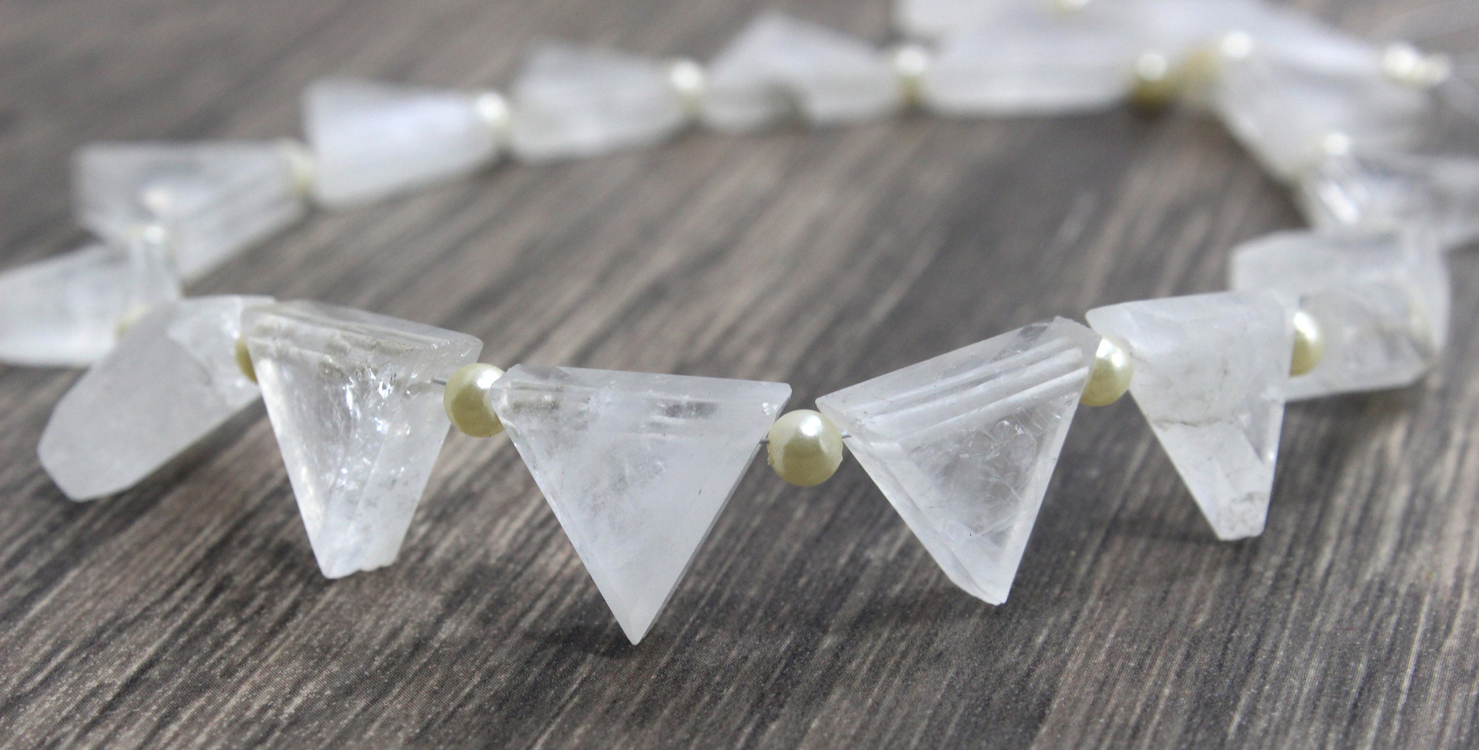 Faceted Ice Quartz Trillion Beads: 19 Pcs Jewelry Making Strand Faceted Ice Quartz Trillion Beads: 19 Pcs Jewelry Making Strand