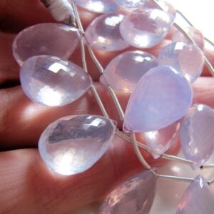 Lavender quartz flat pears • 19x12mm Huge size • Pairs available • AAA+ Selected beads micro faceted • Natural gemstone • Pastel pale lilac 