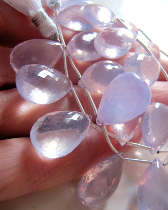 Lavender Quartz Flat Pears • 19x12mm Huge Size • Pairs Available • Aaa+ Selected Beads Micro Faceted • Natural Gemstone • Pastel Pale Lilac 