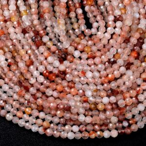 Natural Hematoid Quartz Red Gemstone Grade Aaa Micro Faceted Round 3mm 4mm Loose Beads 15 Inch Full Strand Bulk Lot 1,2,6,12 And 50 (p27)