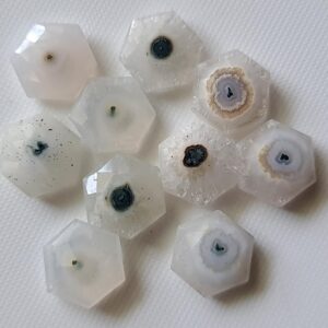 14mm Natural Solar Quartz, Solar Quartz Faceted Hexagon Shaped Cabohcons, Stalacite, Solar Quartz For Necklace, 5 Pcs - Psg330