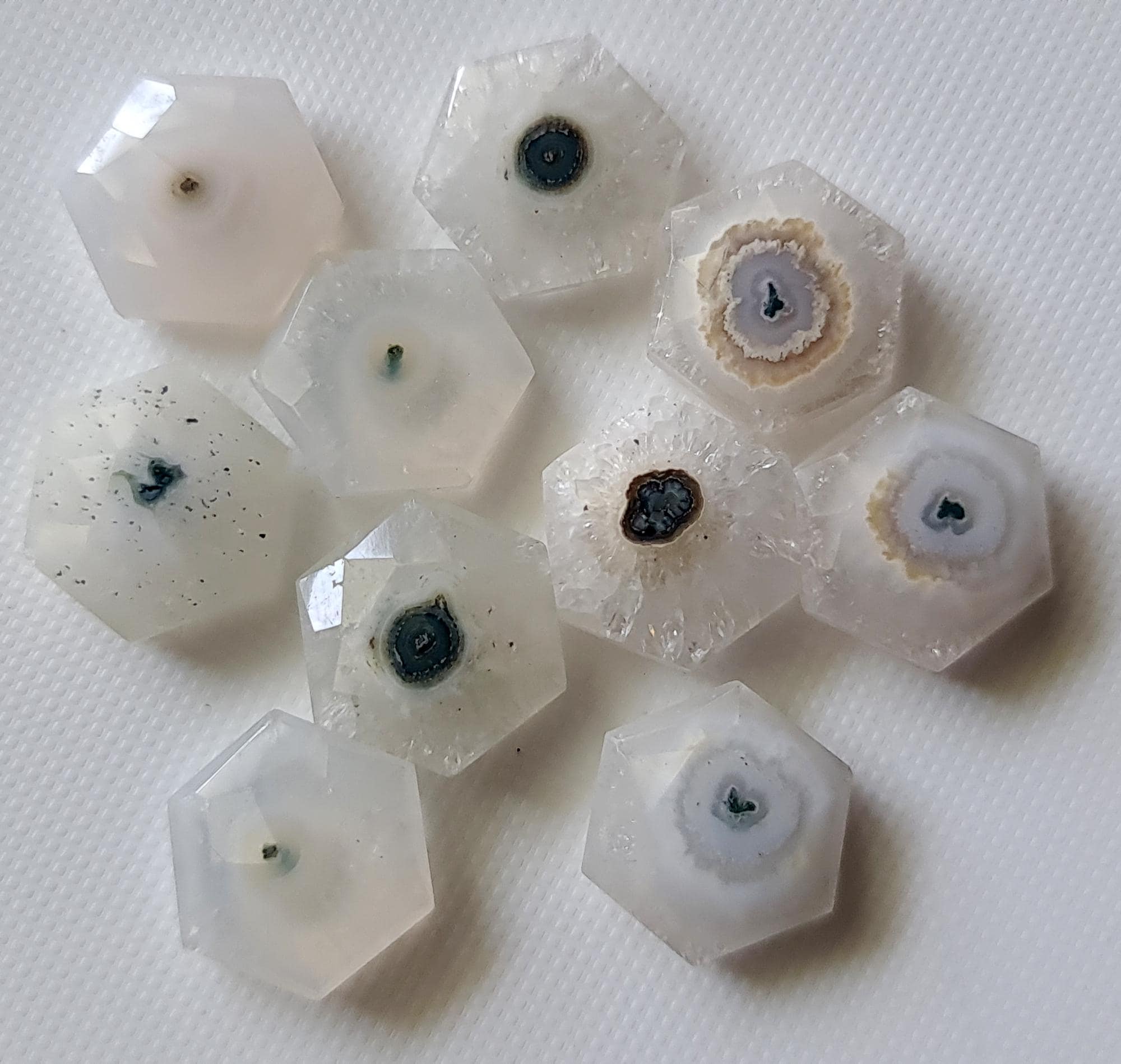 14mm Natural Solar Quartz, Solar Quartz Faceted Hexagon Shaped Cabohcons, Stalacite, Solar Quartz For Necklace, 5 Pcs - Psg330