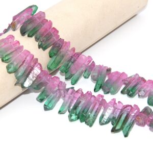 15.5 Inch Crystals Quartz Point Matte Beads,healing Crystals Matte Beads,top Drilled Quartz Point Beads,crystals Necklaces Gemstone Beads.