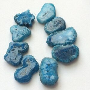 26-38mm Blue Solar Quartz, Stalactite Slice, Natural Solar Quartz Slices For Necklace, Drilled Solar Quartz For Jewelry, 5 Pcs, - Ks3153