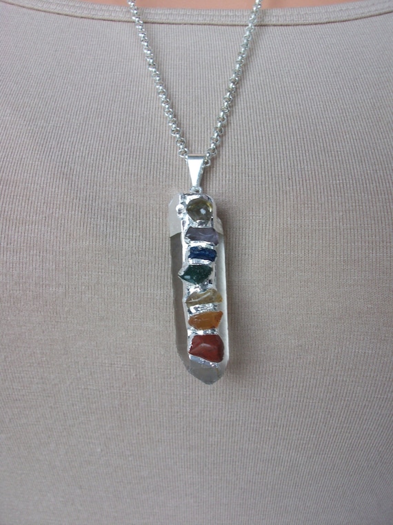 Chakra Necklace Sterling Silver • Healing Crystal • Quartz Crystal Seven Stone Chakra • Genuine Gemstone Jewelry • Chakra Jewelry Chakra Necklace Sterling Silver • Healing Crystal • Quartz Crystal Seven Stone Chakra • Genuine Gemstone Jewelry • Chakra Jewelry