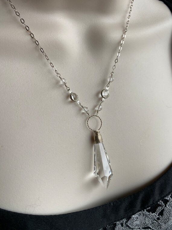 Clear Quartz Crystal Sterling Silver Necklace