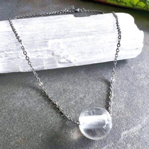 Clear Quartz Sphere Necklace | Crystal Bead | Crown Chakra | Clarity & Focus