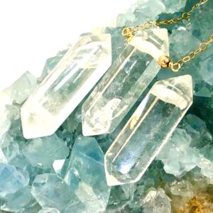 Quartz Crystal Necklace - April Birthstone Jewelry - Terminated Clear Crystal Point - Energy Healing Necklace - Floating - Gift For Her