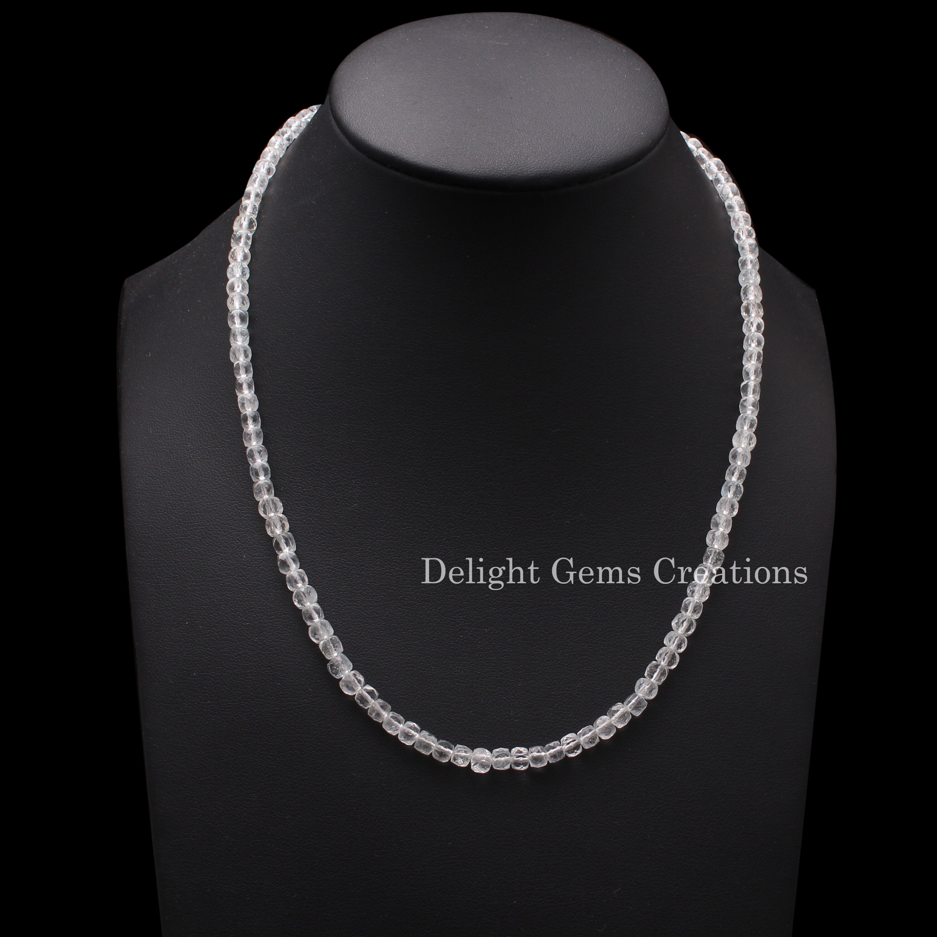 Crystal Quartz Bead Necklace, 4.5mm Crystal Quartz Faceted Cube Beaded Necklace, Aaa Quality Natural Crystal Quartz Silver Necklace Jewelry Crystal Quartz Bead Necklace, 4.5mm Crystal Quartz Faceted Cube Beaded Necklace, Aaa Quality Natural Crystal Quartz Silver Necklace Jewelry
