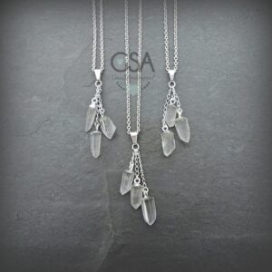 Quartz Crystal Gemstone Point • Triple Quartz Crystal • Natural Quartz • Genuine Quartz • Three Stone Necklace • Gemstone Appeal • GSA