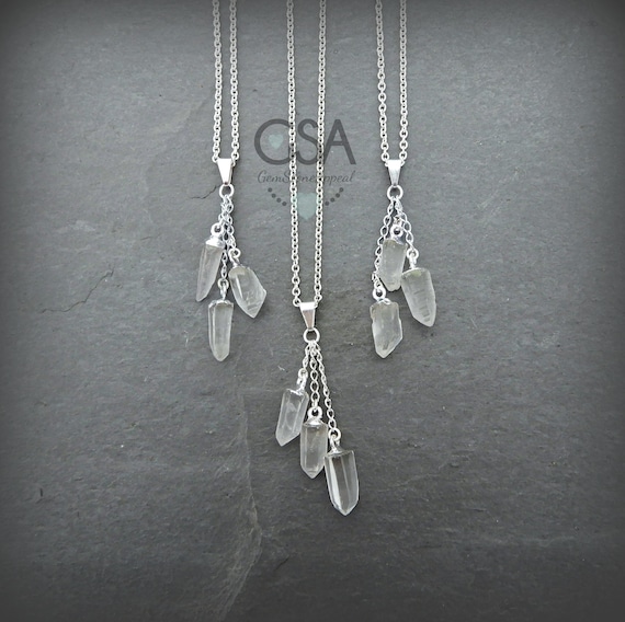 Quartz Crystal Gemstone Point • Triple Quartz Crystal • Natural Quartz • Genuine Quartz • Three Stone Necklace • Gemstone Appeal • Gsa Quartz Crystal Gemstone Point • Triple Quartz Crystal • Natural Quartz • Genuine Quartz • Three Stone Necklace • Gemstone Appeal • Gsa