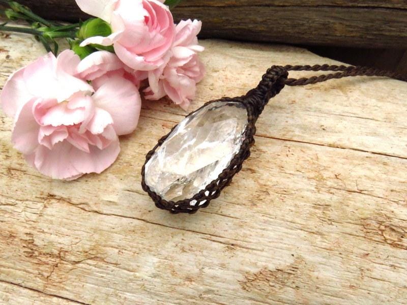 Faceted Quartz Crystal Necklace, Christmas Gift Ideas For The Crystal Lover Faceted Quartz Crystal Necklace, Christmas Gift Ideas For The Crystal Lover