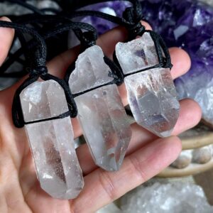 Large Raw Quartz Point Necklace: Spiritual Crystal Healing Jewelry