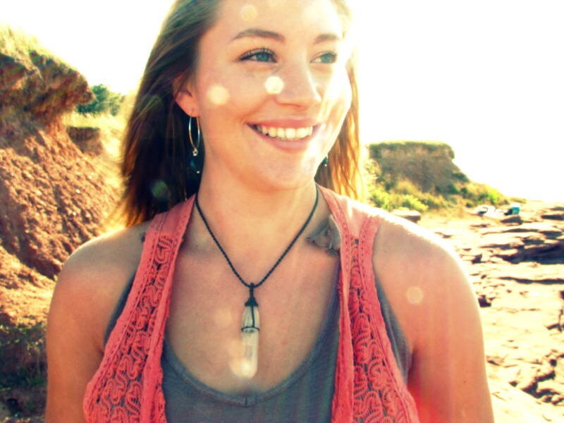 Brazilian Lemurian Laser Quartz Crystal Macrame Necklace, Empath Healing Pendant