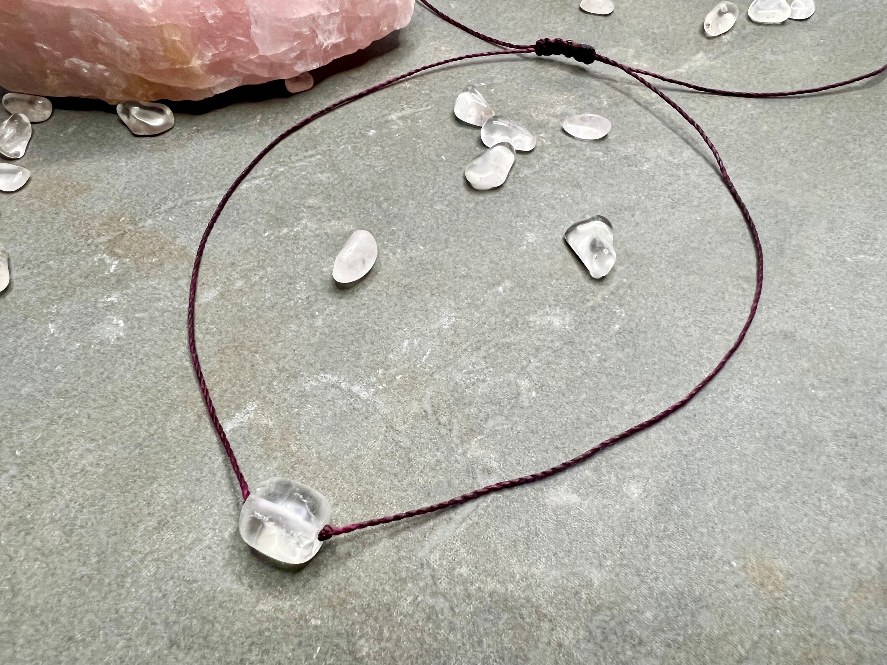 Matte Quartz Necklace Choker Adjustable Length Matte Quartz Necklace Choker Adjustable Length