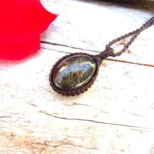 Mothers Day gift ideas, Lodolite crystal necklace, garden quartz, shaman quartz, for the nature lover, the gardener, macrame necklace