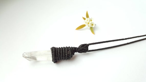 Natural Quartz Crystal Point Necklace: Micro Macrame Chakra Jewelry