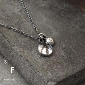 Oxidized sterling silver and Rock Crystal  - dainty necklace