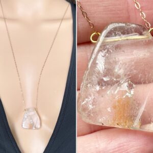 Raw Crystal Necklace, Clear Quartz Necklace, Big Stone Necklace, April Birthstone, Real Crystal Jewelry, Rock Crystal Necklace Actual Stone