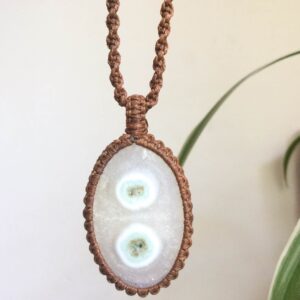 Solar Quartz Necklace, Eye Stone Necklace, Natural Solar Quartz, Eye Bulb Necklace, Macrame Necklace, Solar Quartz Jewelry, Protective Stone