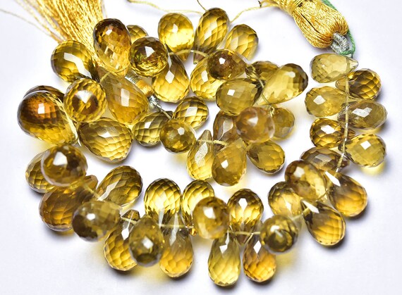 223 Cts, Big High Quality Beer Quartz Teardrop Beads - 7.5 Inches - Natural  Beer Quartz Teardrop Briolettes - Size Is 7x10 - 9x16 Mm #2409