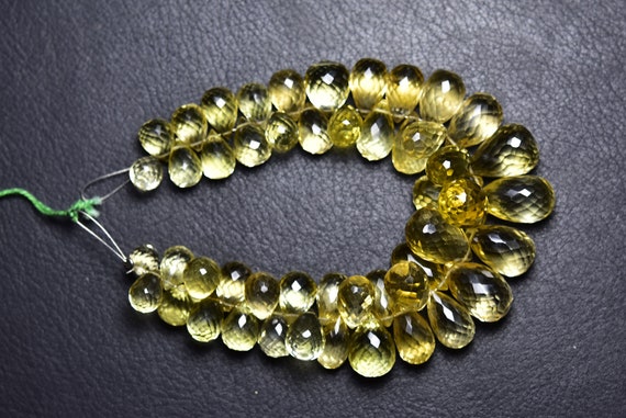 330 Cts Big Beer Quartz Teardrop Beads - 7 Inches - Natural Superb Faceted Beer Quartz Teardrop Briolettes - Size Is 8x10 - 10x19mm #2821