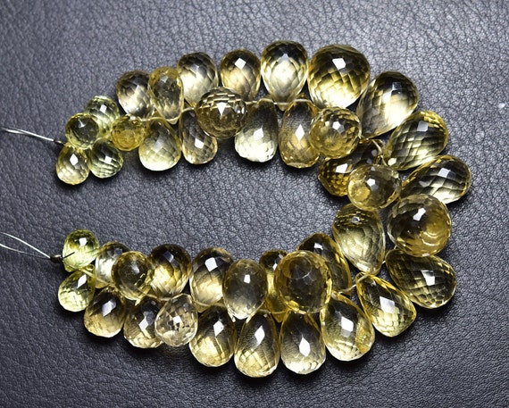 400 Cts Big Beer Quartz Teardrop Beads - 7 Inches - Natural Superb Faceted Beer Quartz Teardrop Briolettes - Size Is 8x10 - 14x20mm #2823