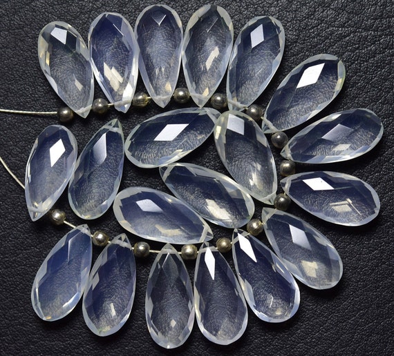 5 Pcs - Beautiful Natural Faceted Ice Quartz Side Drilled Pear Briolettes - High Quality - Size Is 7x15 Mm #1864