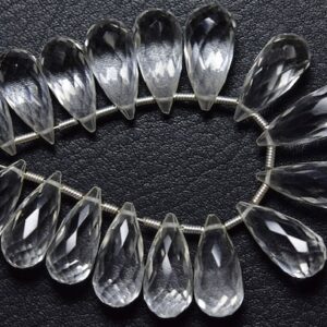 6 Pcs - Beautiful Natural Faceted Rock Crystal Side Drilled Tear Drops Briolettes - Size is 7x15 mm #1876 6 Pcs - Beautiful Natural Faceted Rock Crystal Side Drilled Tear Drops Briolettes - Size is 7x15 mm #1876