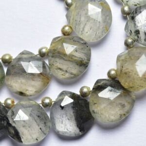 6 Pcs - Beautiful Natural Faceted Moss Quartz Side Drilled Heart Briolettes - Size is 10 mm #1869 6 Pcs - Beautiful Natural Faceted Moss Quartz Side Drilled Heart Briolettes - Size is 10 mm #1869