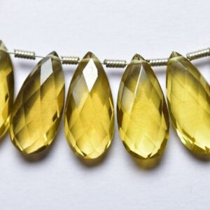 6 Pcs - Beautiful Natural Faceted Honey Quartz Side Drilled Pear Briolettes - High Quality - Size is 7x15 mm #1865 6 Pcs - Beautiful Natural Faceted Honey Quartz Side Drilled Pear Briolettes - High Quality - Size is 7x15 mm #1865