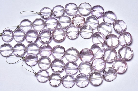 7 Inches,beautiful Super Quality Mystic Quartz Pink Faceted Coin Briolettes,size Is 12-13mm #124